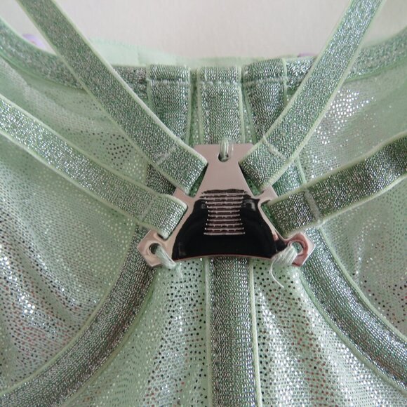 SAVAGE X FENTY Going Platinum Mesh Bustier Corset in Green Mist Metallic L NWT - Picture 7 of 13